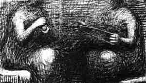 Women Winding Wool, 1949, Henry Moore